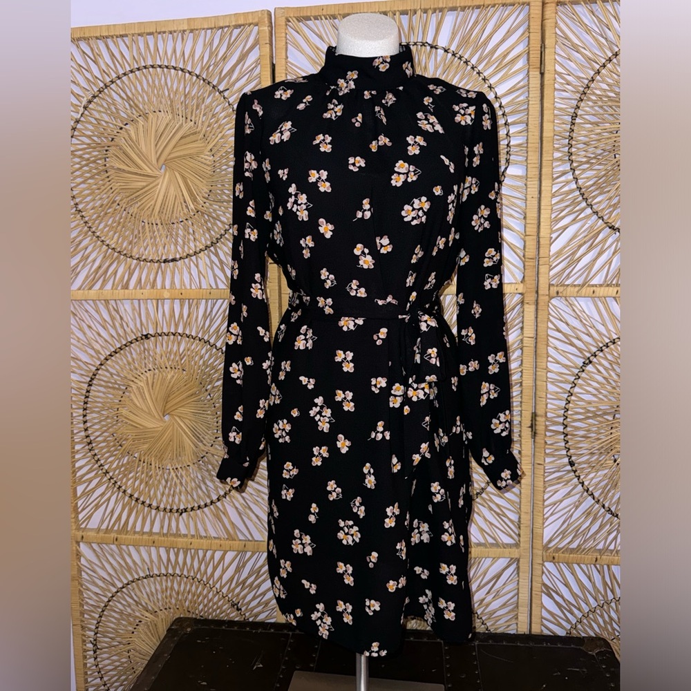 Dynamite Black Mini Dress with Floral Pattern